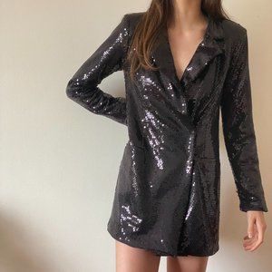 h:ours Sequin Black Blazer Dress